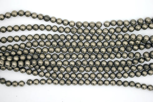 Pyrite Gemstone Beads, 6mm, Round,